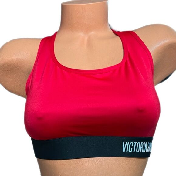Victorias Secret Victoria Sport Unlined Strappy Racerback Sports bra Red M - Picture 2 of 4